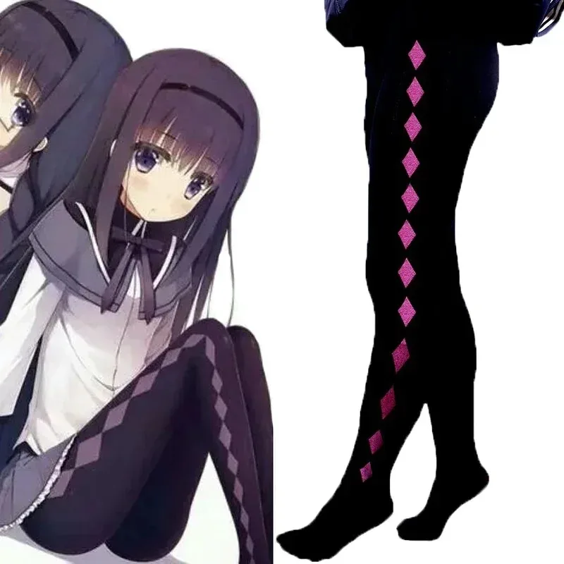 Anime Puella Magi Madoka Magica Cosplay Akemi Homura Costume Pantyhose Black Purple Women JK Stockings Girls Uniform Socks