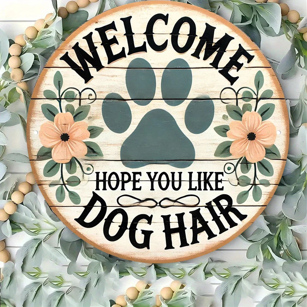2D Flat, 1pc Vintage Dog-Themed Welcome Sign - Rustic Metal Wall Decor with 
