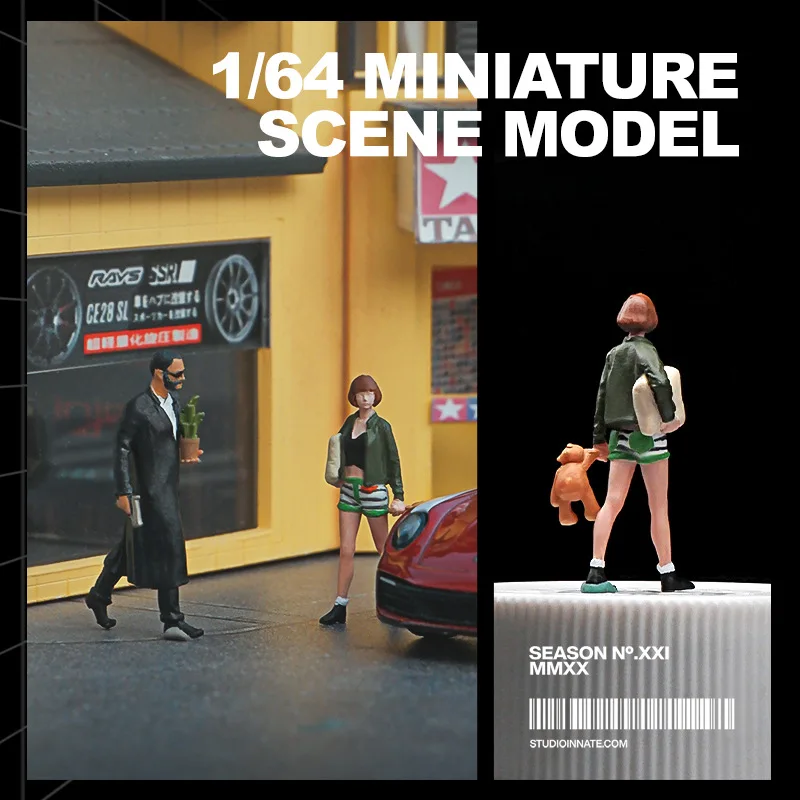 Miniature 1/64 Killer Leon Matilda Movie Character Figure Diorama Street Scene Decoration Photograph Props For Car Vehicles