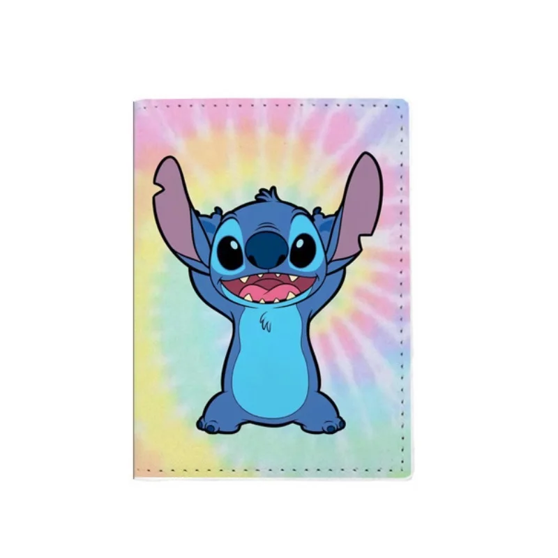 Disney Stitch Pattern Passport Cover  Leather Travel Passport Holder For Men Function Business Card Case with 3 card holder