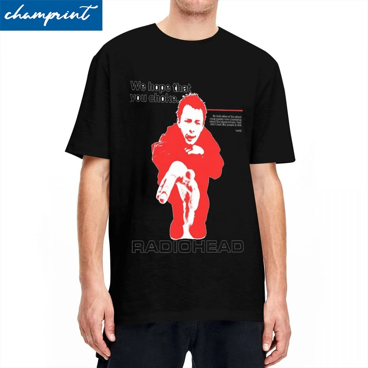 Thom Yorke Hip Hop T-Shirts Men Women Radiohead Rock Band Vintage 100% Cotton Tees O Neck Short Sleeve T Shirt Unique Clothes