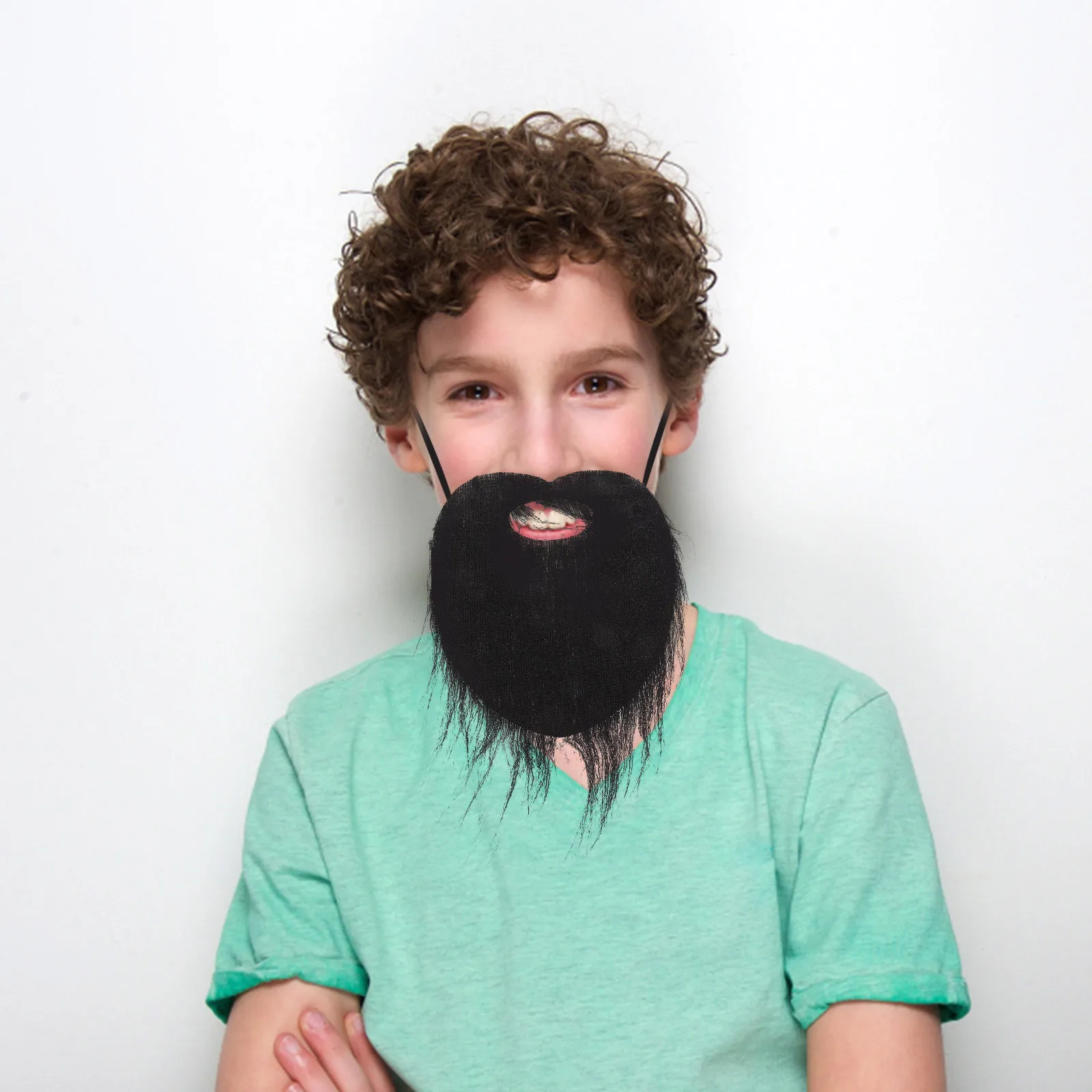 3 قطع من أزياء اللحية المزيفة للرجال الواقعية، إكسسوار أزياء الهالوين التنكرية للحفلات التنكرية، زي اللحية السوداء #1