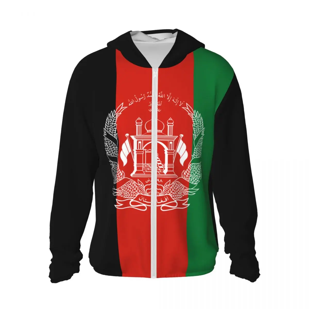 

2026 Summer Afghanistan Flag Polyester Sunscreen Sun Protection Fishing Running Clothes Quick Dry Performance With Zipper Hoodie