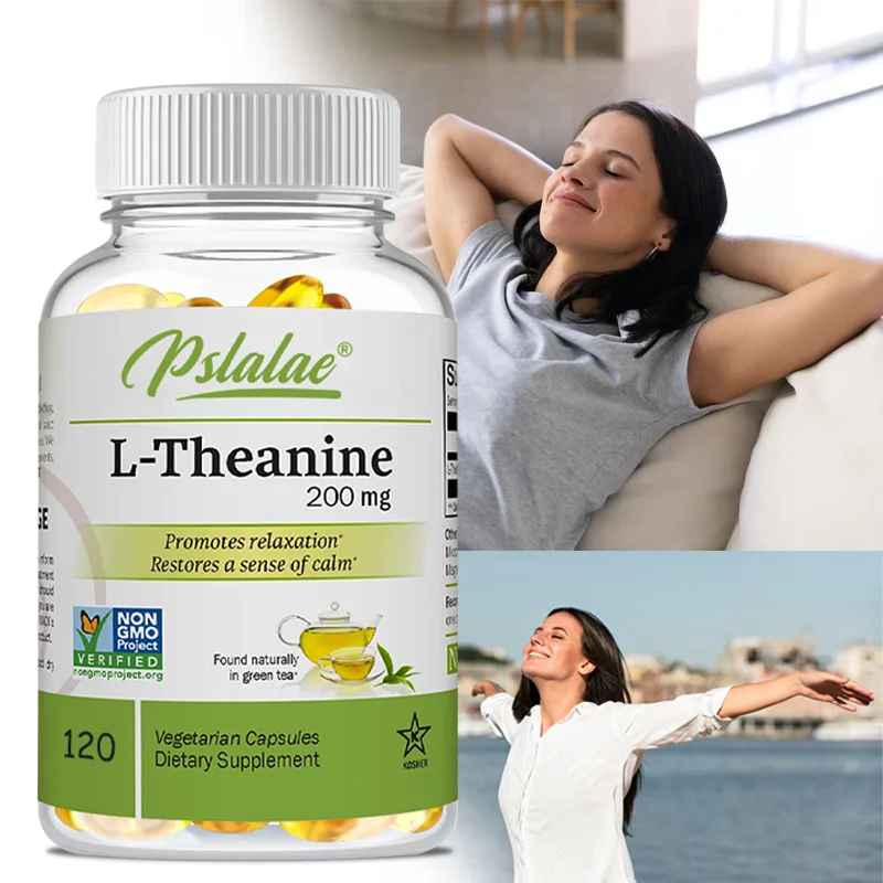 Natural L-Theanine Capsules 200 Mg, Stress Relief, Mood Supplement