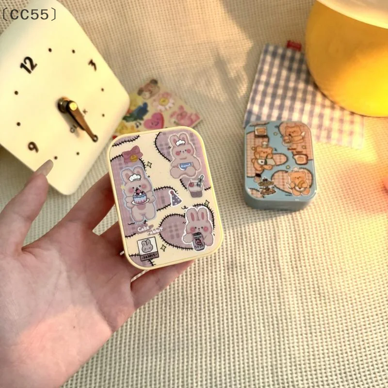 [-CC55」 صندوق عدسات لاصقة محمول كرتوني، صندوق تخزين للعناية بالعين، حاوية تخزين سهلة الحمل للسفر #5