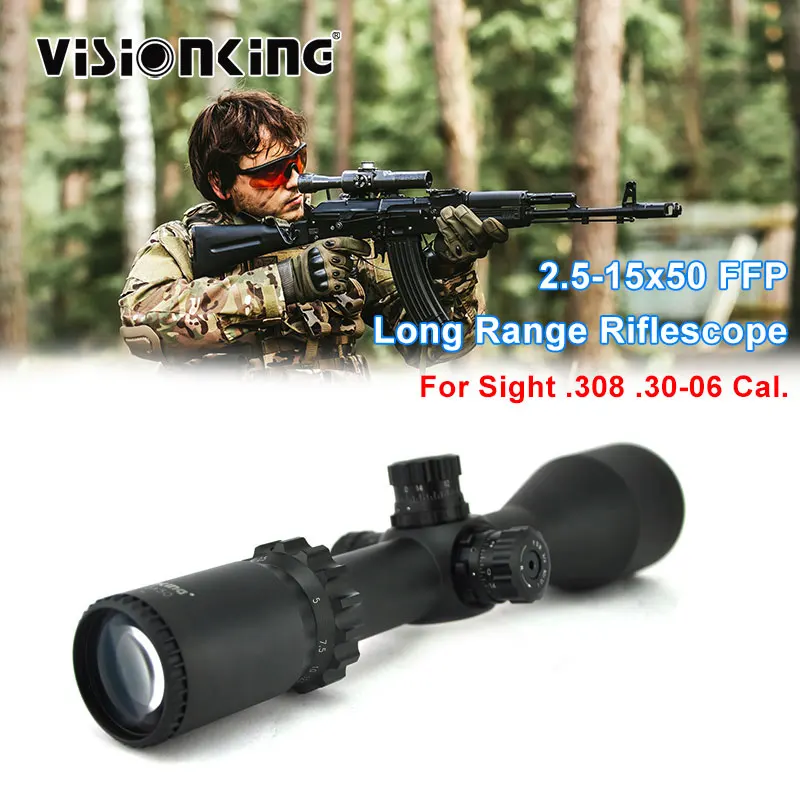 

Visionking Compact 2.5-15x50 FFP Riflescope 30mm Tube Mil-Dot Illuminated Long Range Lock Tactical Target Hunting Optical Sight