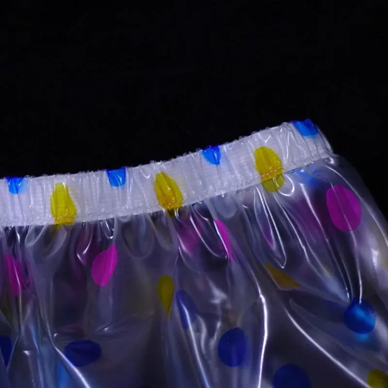 

Color Polka Dot Men PVC Thick Sheer Plastic Briefs Women High Waist Waterproof Loose Soft ABDL Diaper Panty Incontinence Panties