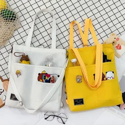 Women's Handbags Large Capacity Shoulder Bag Cute Animal Canvas Bag Multi-Pocket Practical Campus Students Canvas Bag