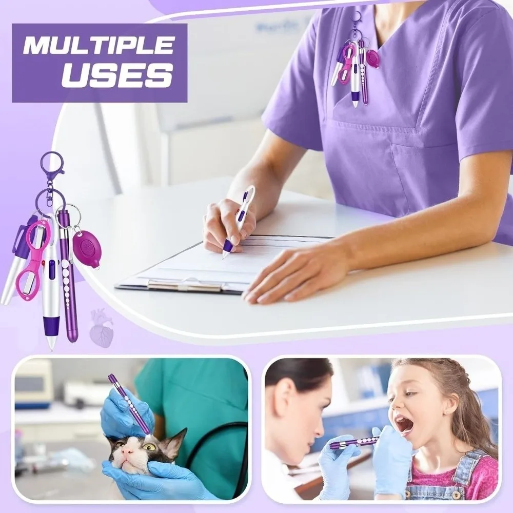 New Portable Nurse Pen Pack Lanyard Keychain Durable Nurse Badge Set Retractable ID Badge Reels Nurse Badge Clip Accessory Gift