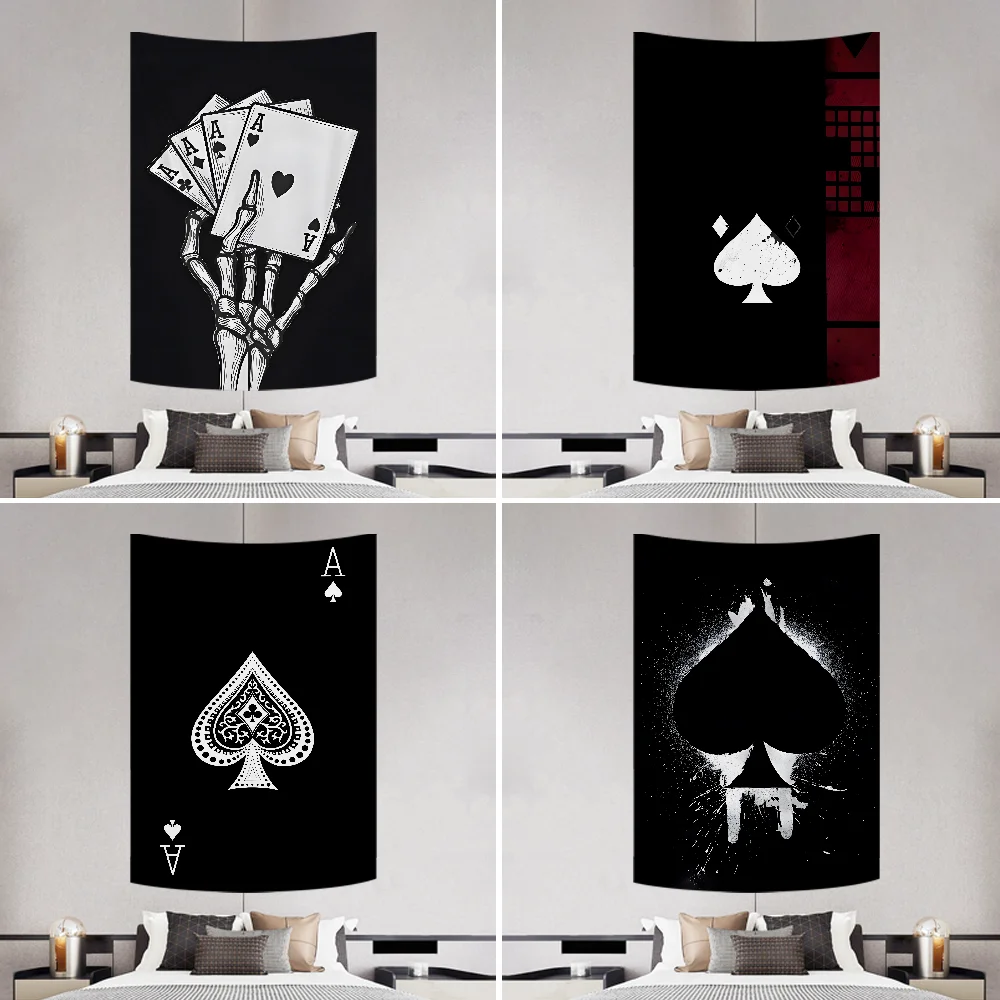 Ace OF S-Spades Poker Tapestry Decoration Party Background Hanging Cloth Bedroom Tapestry Room Decor Aesthetic