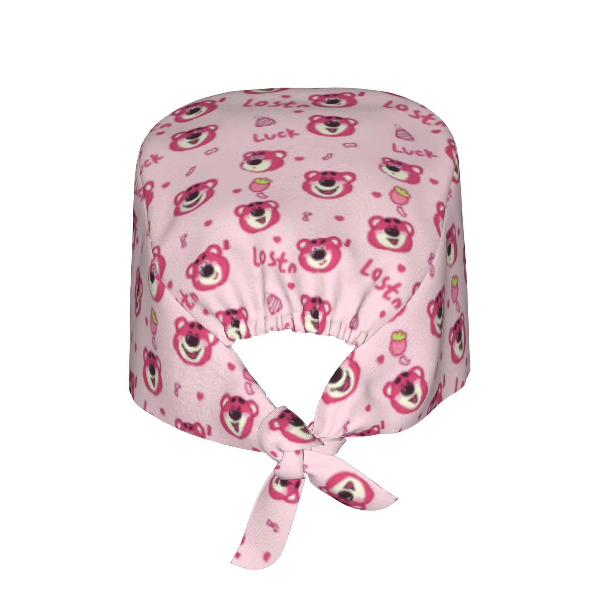 Custom Strawberrys Anime Bears Working Cap Surgical Hats Men Women Cartoon Operating Room Cap Nursing Cap Lab Works Hat