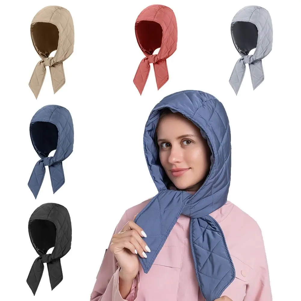 Versatile Winter Warm Puffer Headscarf Quilted Women Men Windproof Scarf Hat Lightweight Balaclava