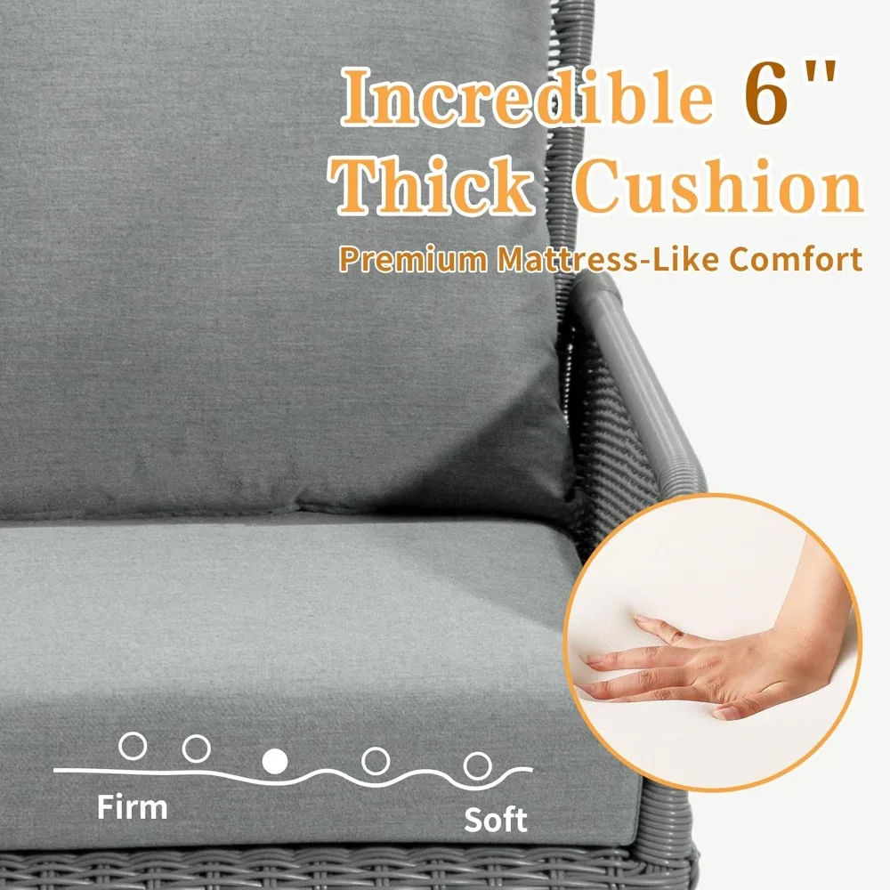 All-Weather PE Wicker 3-Piece Outdoor Rocking Chair Set with Side Table - Modern Rattan Patio Furniture for Small Spaces