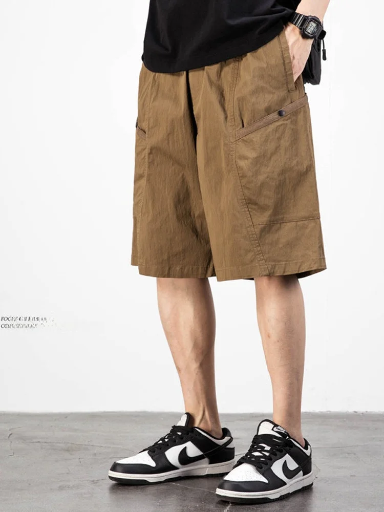 

American Retro Casual Workwear orts Men's Summer Thin Loose Sports Trendy Brand Qui Dry Ice Silk Five-Part Pants