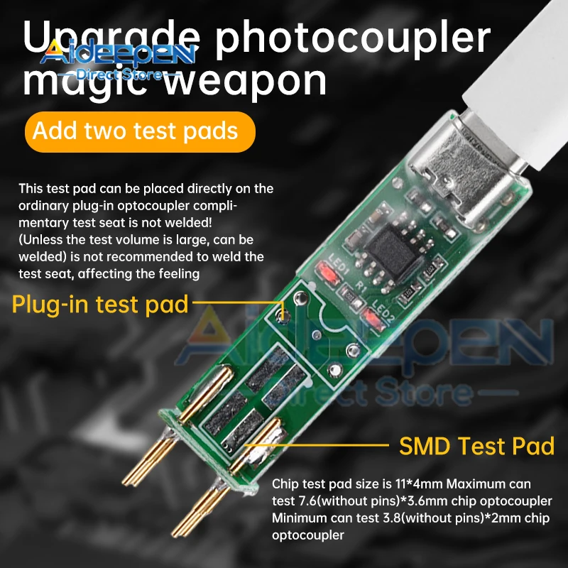 4 Pin Optocoupler Tester Online Testing Tool Optocoupler Test Board Electronic Repair Specific Type-c/Micro-b Interface