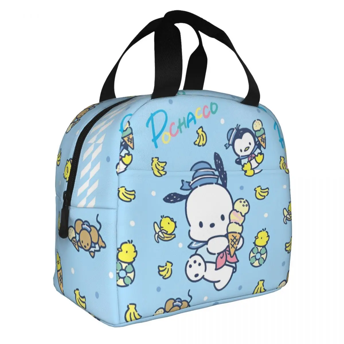 Pochacco Ice Cream Insulated Lunch Bags Portable Meal Container Cooler Bag Lunch Box Tote Office Travel Bento Pouch