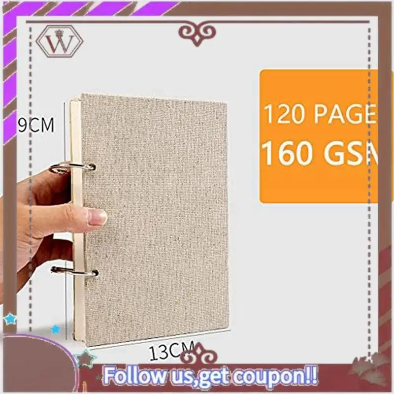 ABBG-Sketchbook High Quality Linen Hardcover 120 Pages 160GSM Thick Refillable Loose Leaf Notebook(32K)