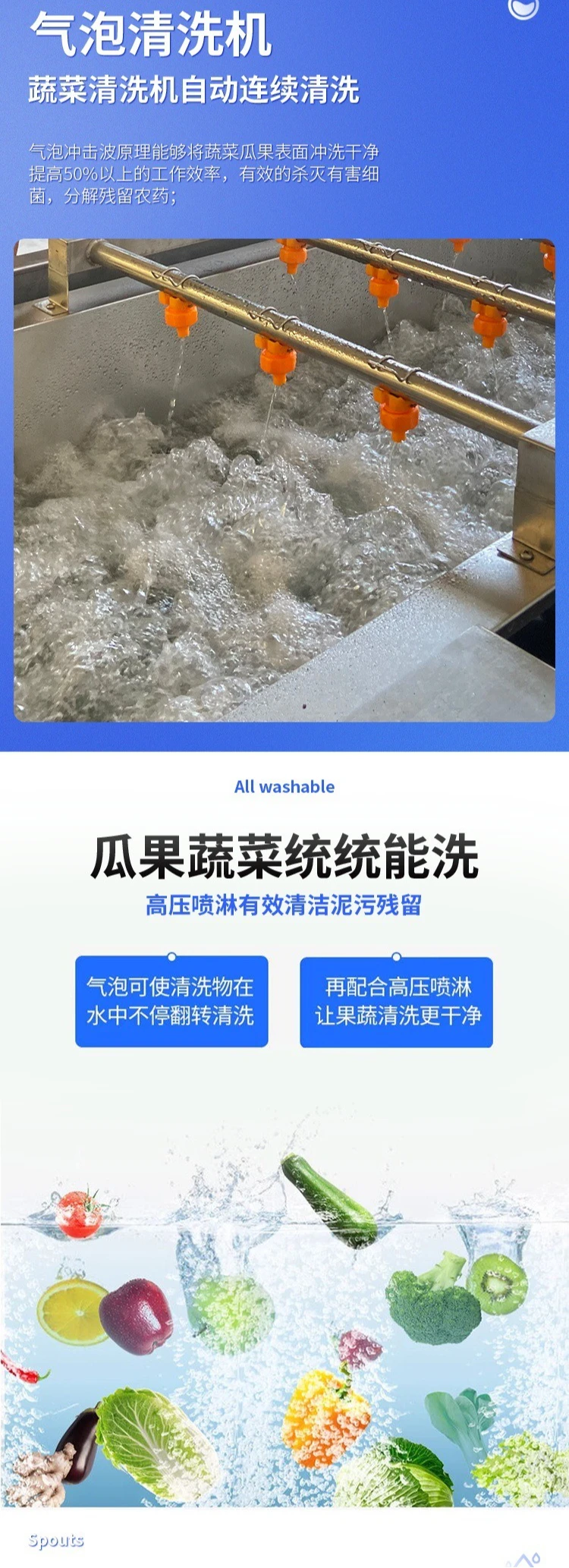 Automatic, fruit and vegetable washing machine, vegetable, bubble, cleaning