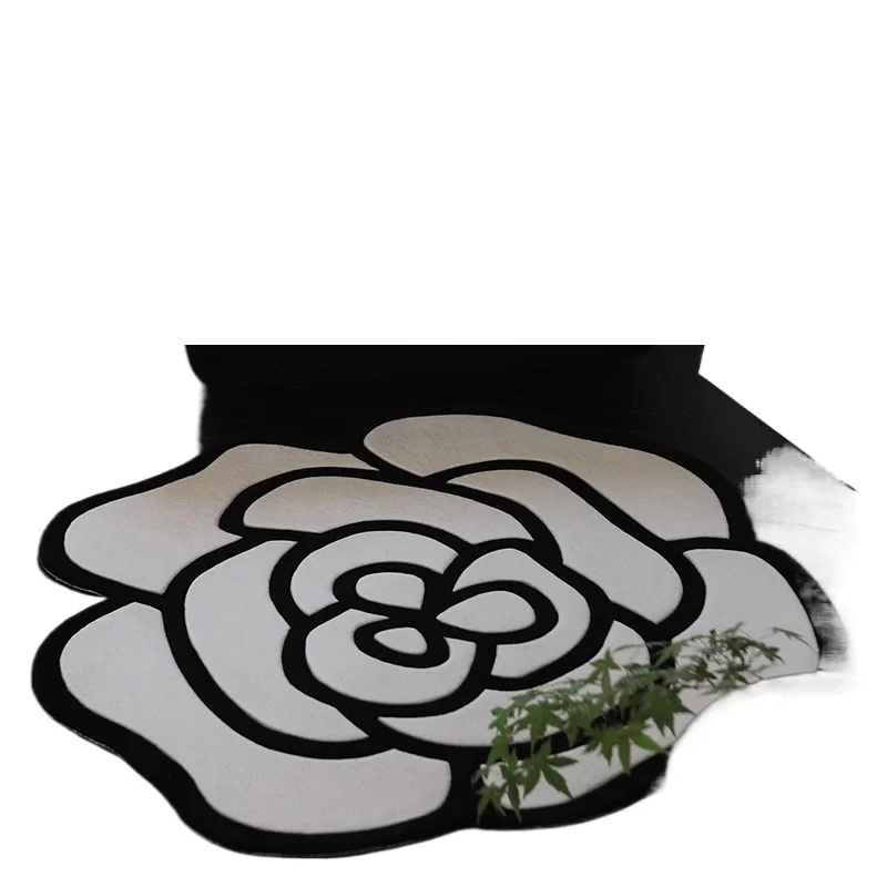 

New Zealand wool special-shaped carpet, camellia, bedside blanket, children's room handmade gun thorn blanket