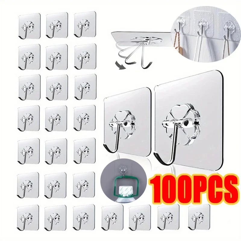 

1-50Pcs adhesive Stainless Steel Strong Self Adhesive Wall Hangers Hook for Kitchen Bathroom Door Wall Multi- hook Wall hangers
