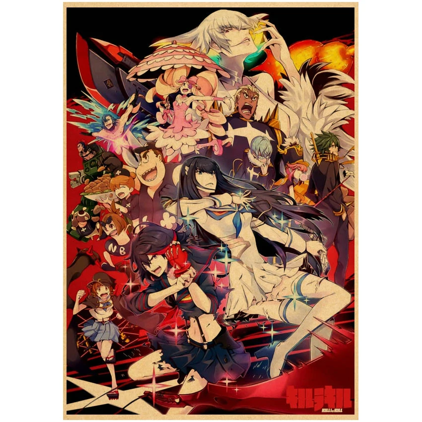 Póster de Anime Kill La Kill, póster de papel Retro Kraft, arte de pared, Bar, decoración de habitación, pintura para decoración del hogar