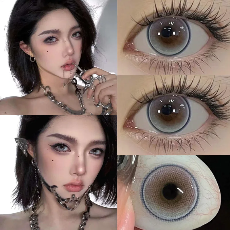 KSSEYE New 1 Pair Korean Lenses Colored Contact Lenses for Eyes with Diopters 0~-8.00 Blue Cartoon Pupils Soft Fashion Lenses