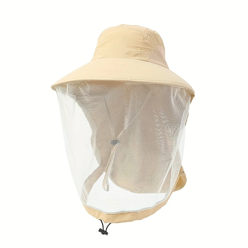 UV-beschermingshoed met gezichtsmasker Ademende insectenbescherming Brede rand Vissershoed Buitensport Natuur Wandelen Camping Mesh Hoed