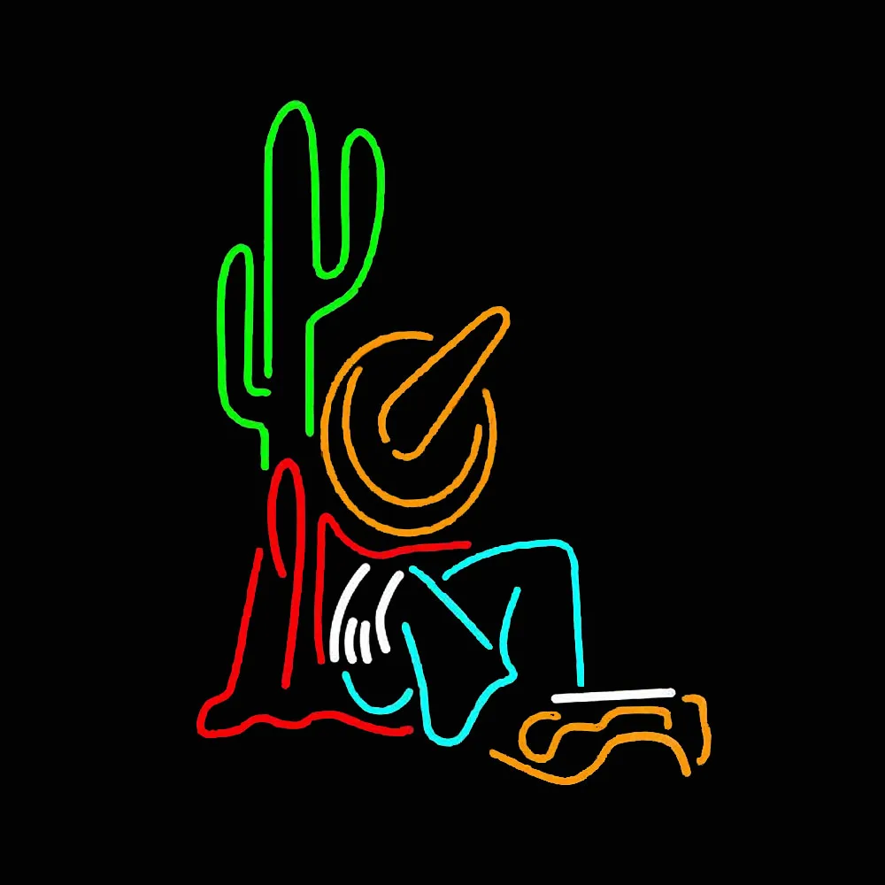 Mexican Resting On A Cactus Neon Light Sign Handmade Custom Real Glass Tube Beer Bar Advertise Room Decor Display Lamp 15