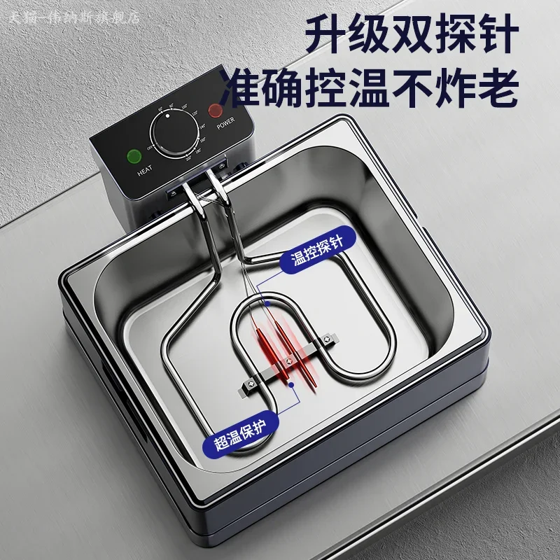 Commercial Electric Fryer Large Capacity Thickened Multifunctional Fryer Stall Single Cylinder Frying Fries French Fries Machine