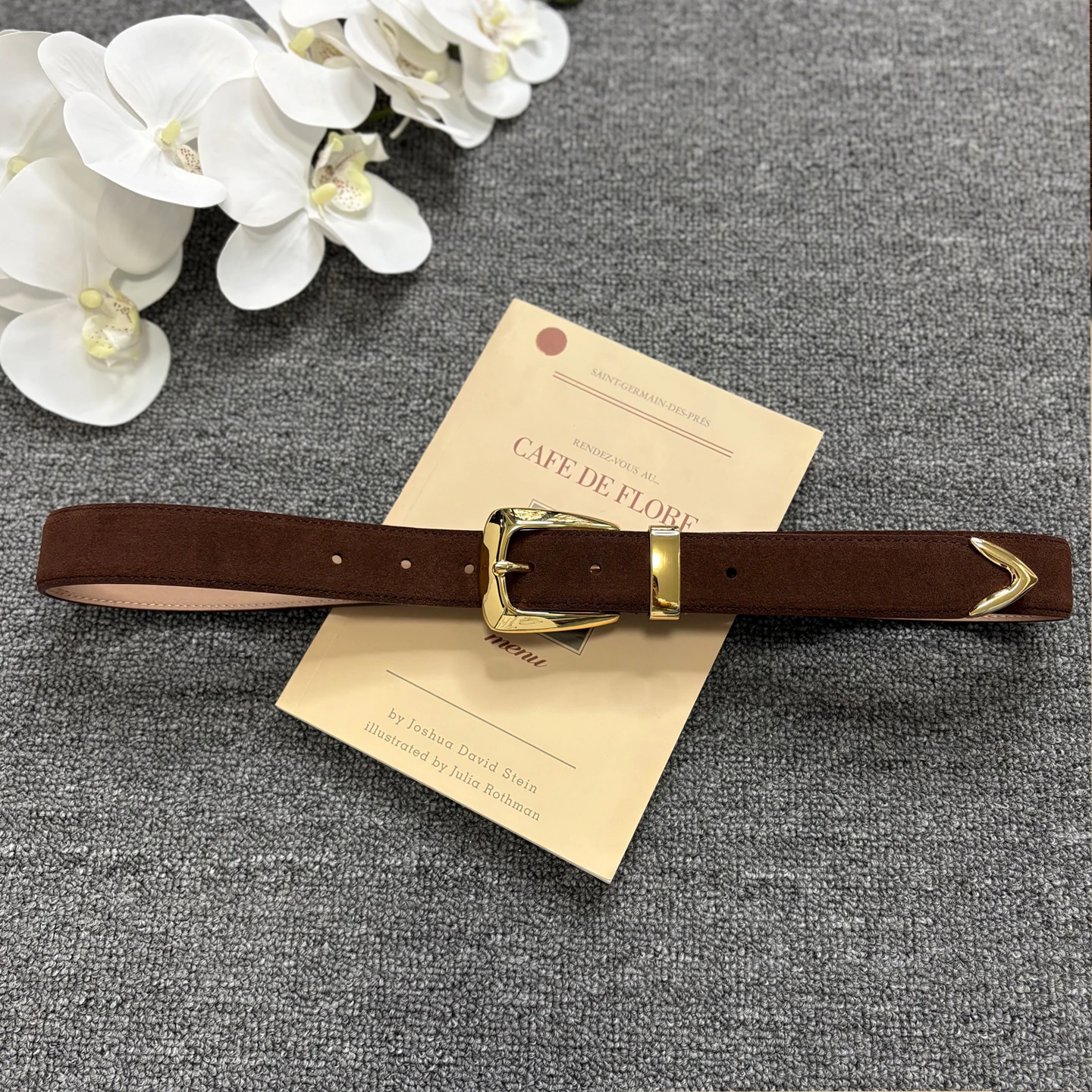 matte-fini-bright-gold-bule-women's-belt-double-sided-top-layer-cowhide-casual-pants-belt-faux-suede-waist-seal-sand-color