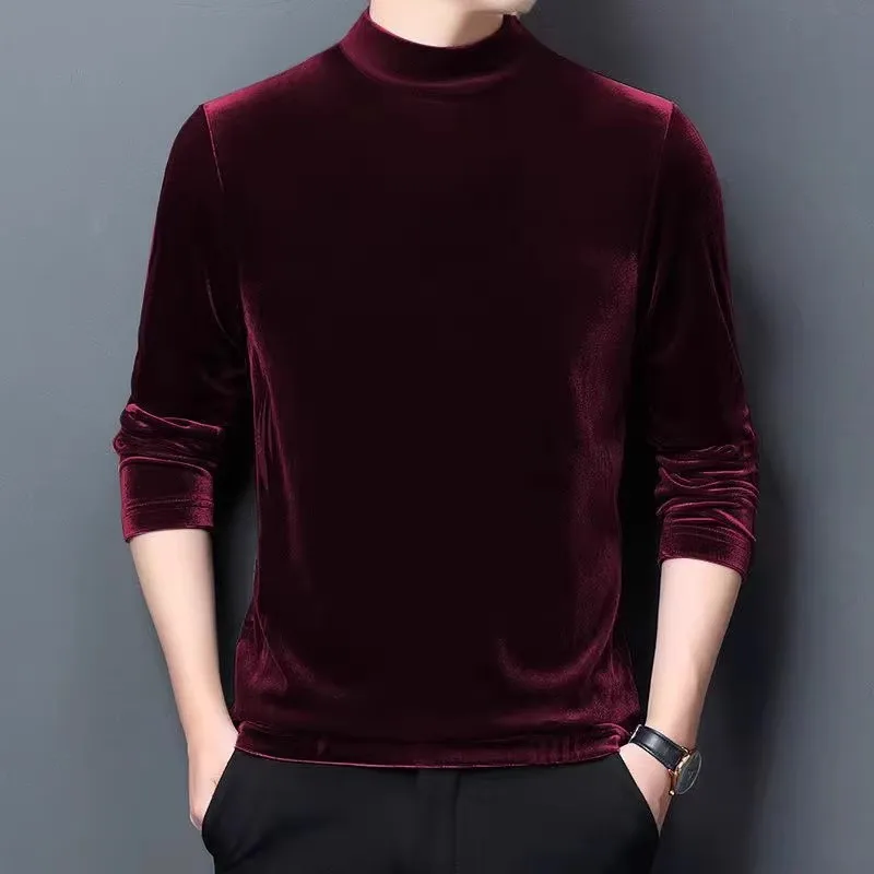Thiened Long Sve Velvet T-irt Men's Casual High Collar Winter Warm Dirt Resistant Wear Resistant Base Layer irt