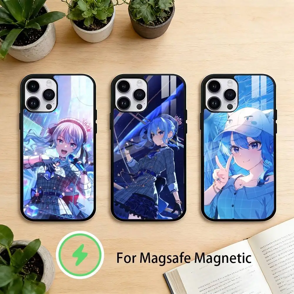 

H-Hoshimachi Suisei Phone Case For iPhone 17 16 15 14 13 12 Pro Max Plus for Mirror Wireless Magnetic Cover