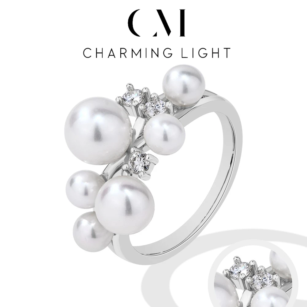 

CHARMING Elegant With Pearl Moissanite Ring 925 Sterling Silver for Women Engagement Wedding Fine Jewelry Gifts With Certificate
