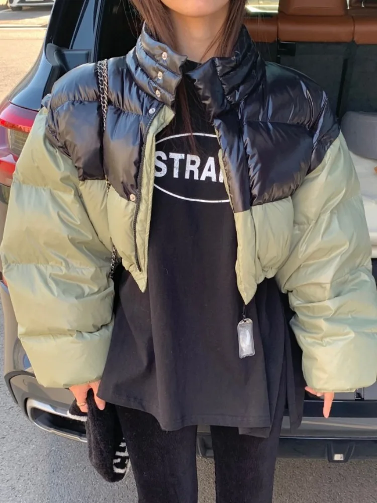 

Color Blo down Cotton Vest Women's Winter ort High Waist Detachable Sve Bread Sle Jaet Commute Sle Long Sve