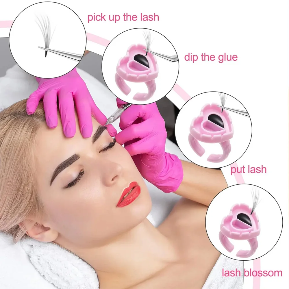 100 قطعة Microblading رمش تمديد الغراء الدائري الكؤوس على شكل قلب الوشم الصباغ الدائري كوب ل رمش ماكياج الوشم لوازم #5