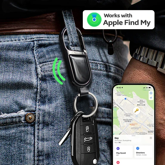 Gantungan kunci pintar, bluetooth Anti hilang airtag gantungan kunci alarm GPS Apple find my key tracker pencari carabiner gantungan kunci