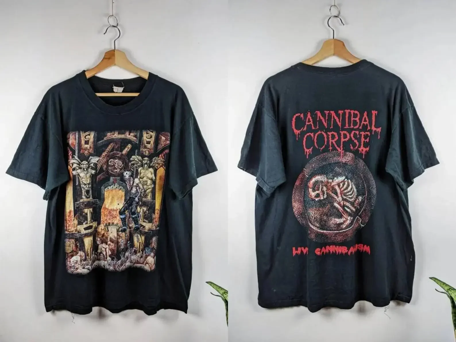 T-shirt vintage Cannibal Corpse Merch, cannibalisme en direct, Death Metal des années 90