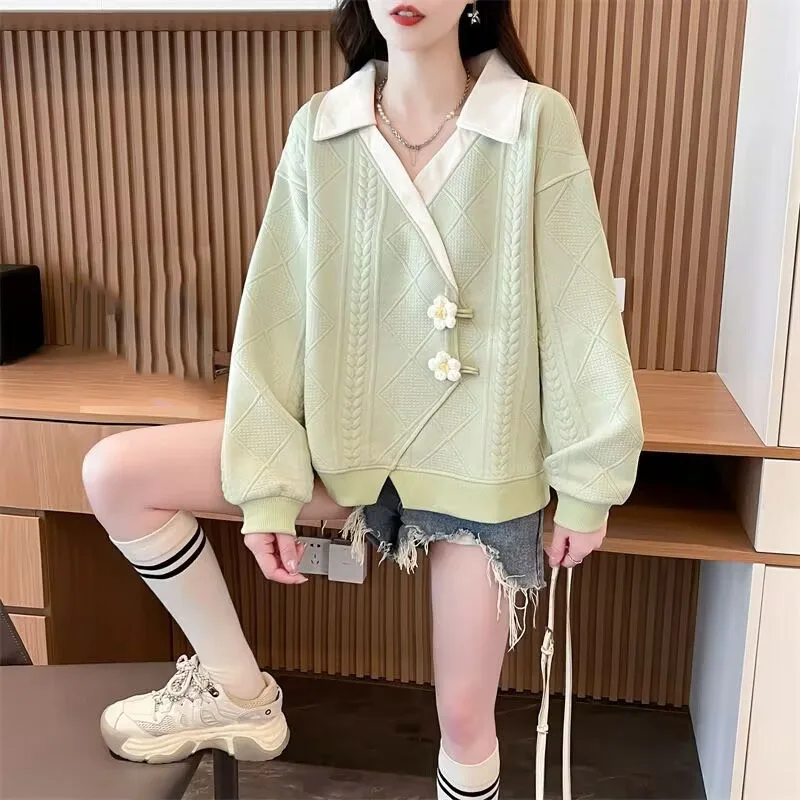 Ocio femenino agregar sudadera de terciopelo señoras coreanas nuevo Jersey suelto sudaderas Otoño Invierno mujeres sudaderas con capucha de manga larga