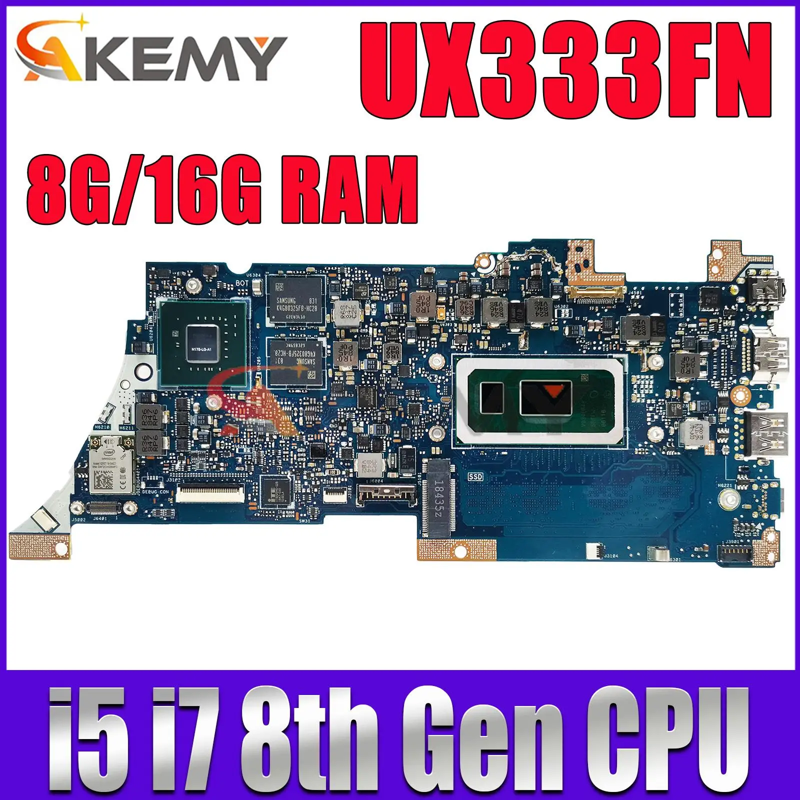 

UX333FN Mainboard For ASUS UX333FA BX333FA BX333FN RX333FA RX333FN Laptop Motherboard With I5 I7 8th Gen CPU MX150/MX250/UMA