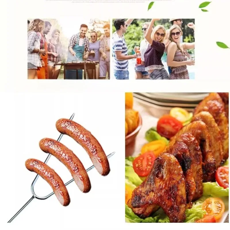 10/20Pcs Barbecue Tools Barbecue Clip Accessories Stainless Steel U-shaped Wooden Handle Fork BBQ Supplies Equipment