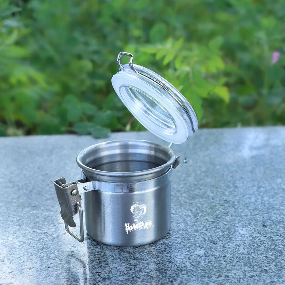 Honeypuff Stainless Steel Airtight Stash Jar 2.17 Inches Multi-Use Vacuum Seal Portable Storage Container for Herbs