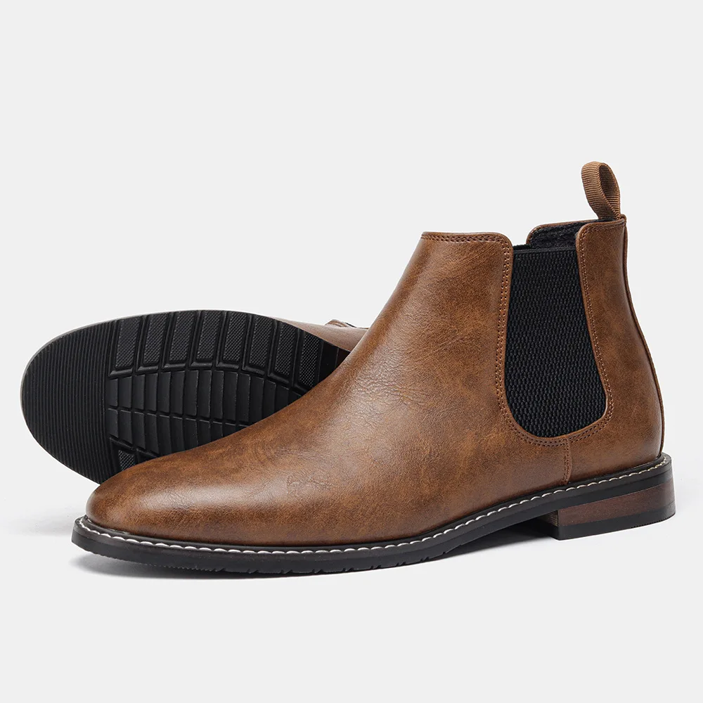 Botas Chelsea de lujo para hombre, botines de trabajo Retro de alta calidad, cómodos, de cuero, para negocios, novedad de 2024