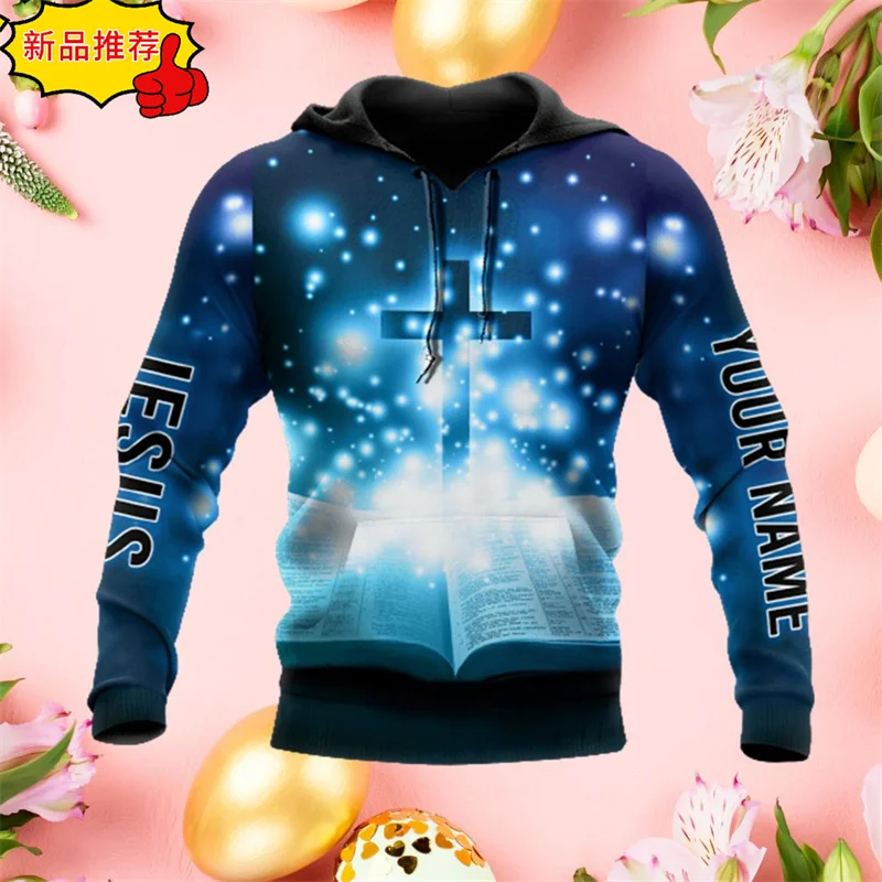 Harajuku God Jesus Blesses Everyone 3D Printing Hoodies Faith Over Fear Graphic Hooded Hoody Believe Jesus Sweatshirts Pullovers