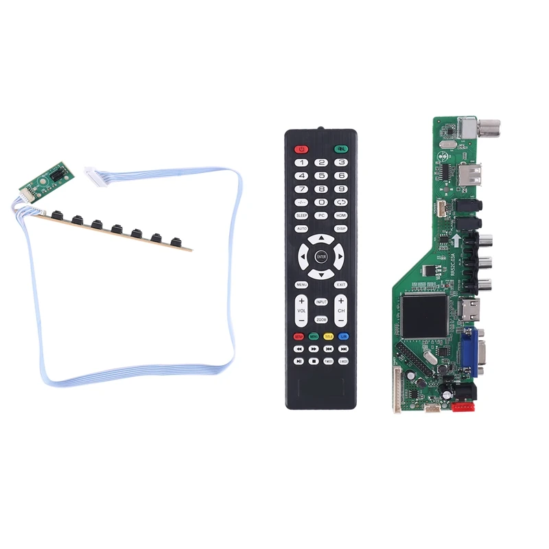 Top Deals The New LCD TV Drive Board RR52C.03A Supports DVB-T DVB-T2 Can Replace 3663 Chip Motherboard Free Key Remote Control