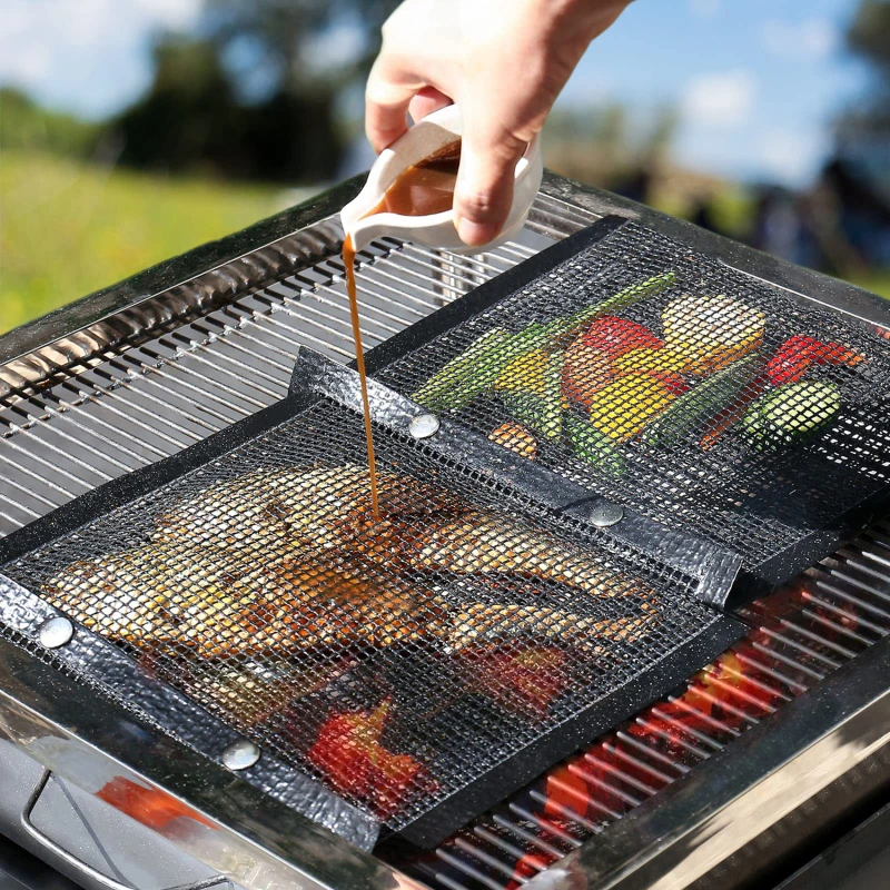 Mesh Grillzakken Herbruikbare Antiaanbaklaag Bbq Barbecuezakken Voor Houtskoolgas Rokers Bbq Vegetarische Grillzakken