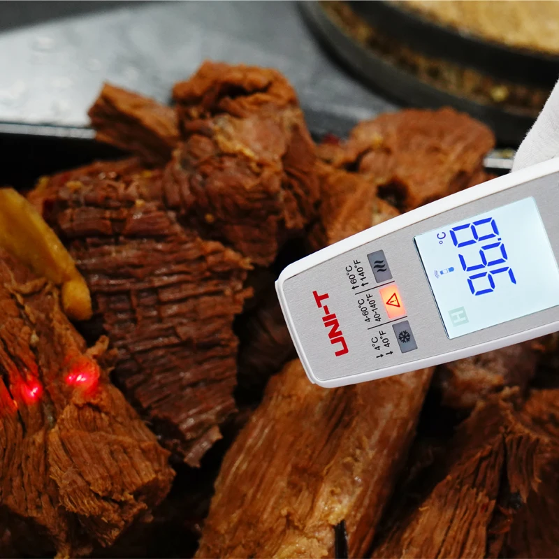 UNI-T A63 Termometro per alimenti 2 in 1 ad alta precisione/misurazione della temperatura a infrarossi e sonda/rilevamento della temperatura alimentare del caffè