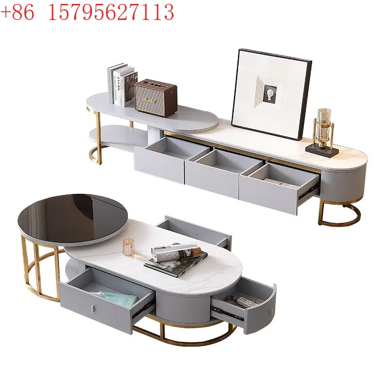 Rock slab coffee table TV cabinet combination light luxury wall cabinet living room furniture