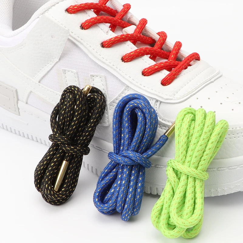 Round Shoe Laces for Sneaker Metals Head for Sport Shoes Men Women Running Shoelaces Casual Shoestring Rope Laces Accessories