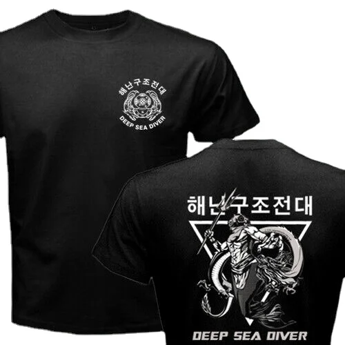 South Korean Naval ROKN UDT Seal SSU Combat Diver Unit Military Men T-shirt Short Casual 100% Cotton Shirts