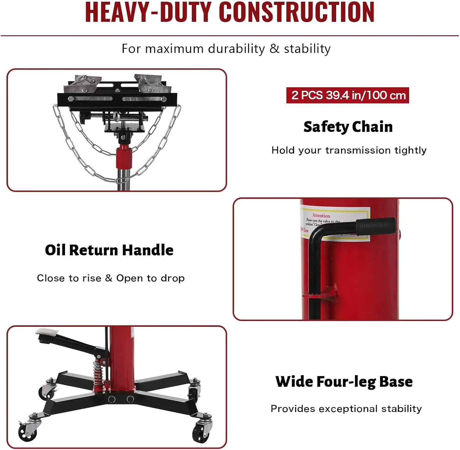 Transmission Jack, 1322 LBS Capacity Adjustable Hydraulic Telescopic Transmission Jack, 33